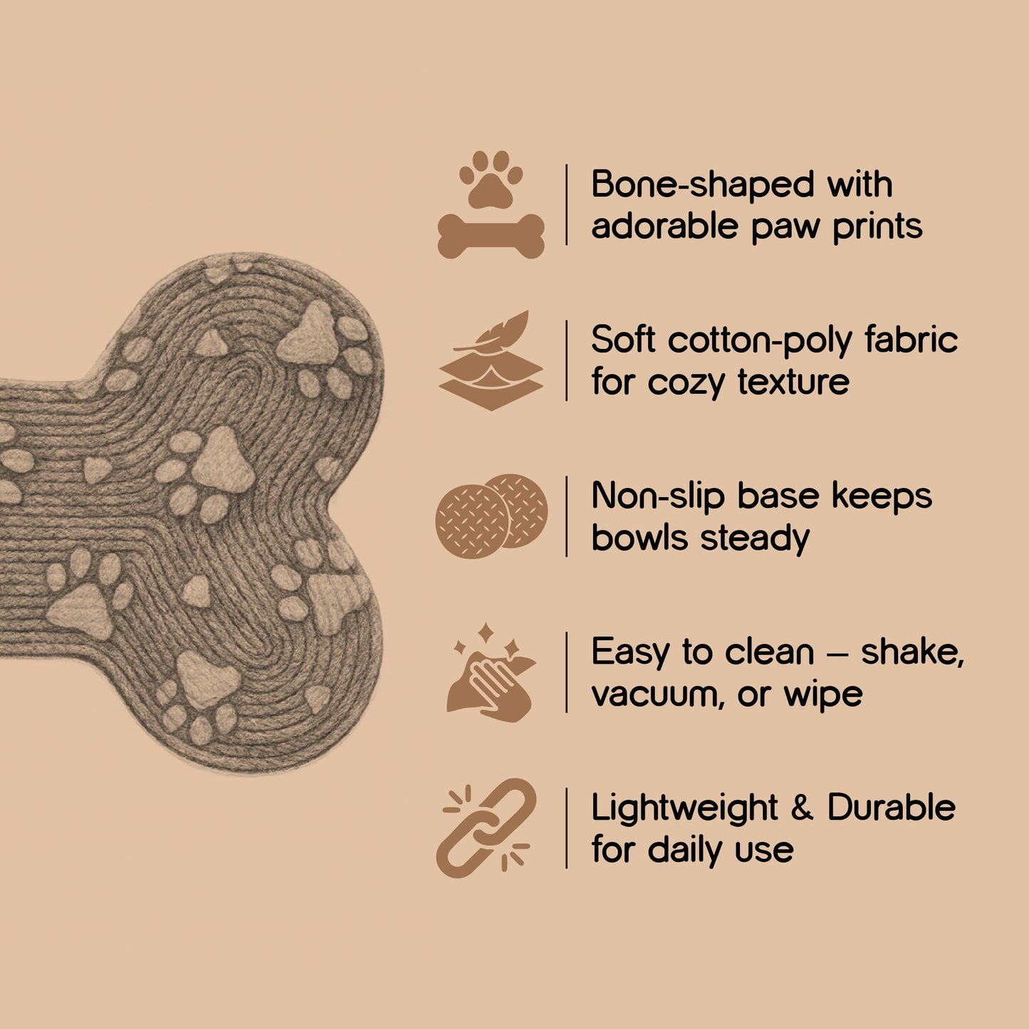 Mealbone Mat | Bone-Shaped, Non-Slip Comfort | Clean Paws, Cozy Floors