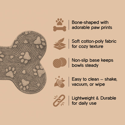 Mealbone Mat | Bone-Shaped, Non-Slip Comfort | Clean Paws, Cozy Floors