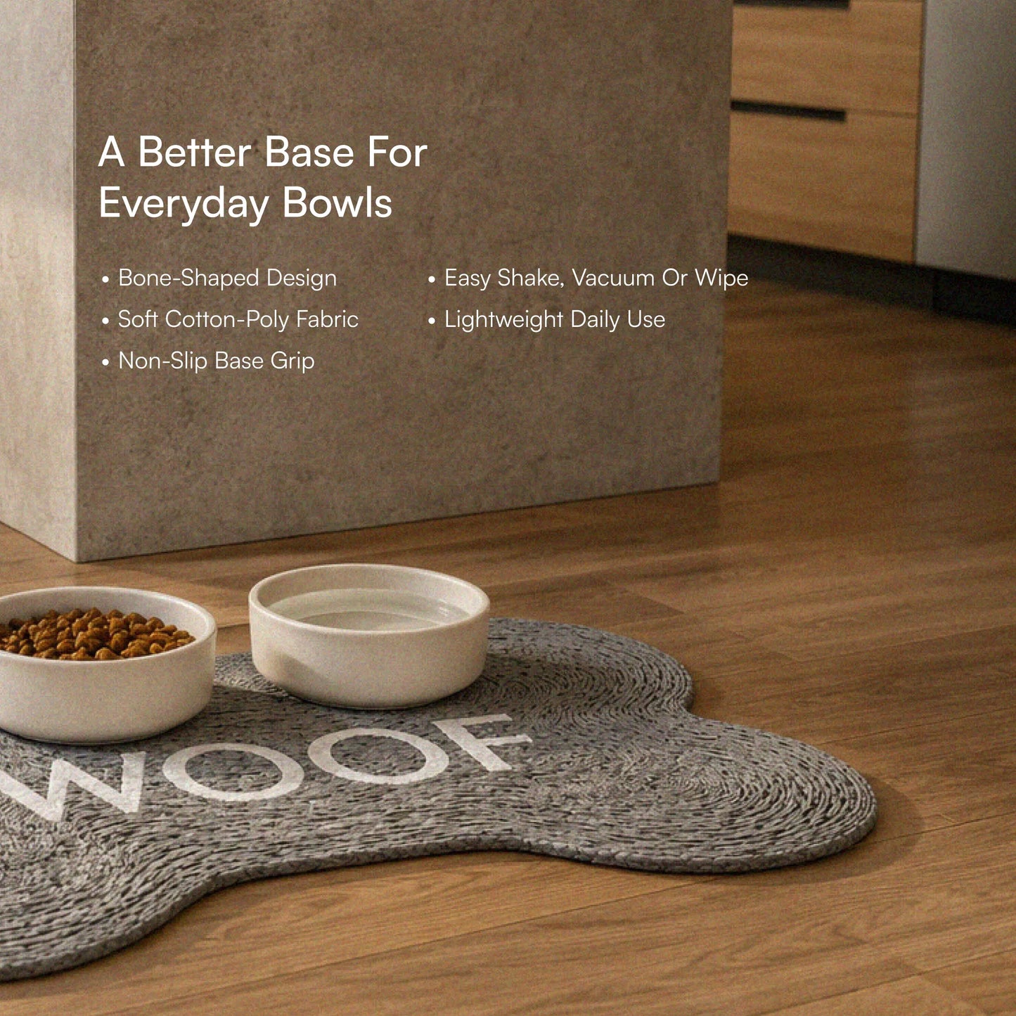 Mealbone Mat | Bone-Shaped, Non-Slip Comfort | Clean Paws, Cozy Floors