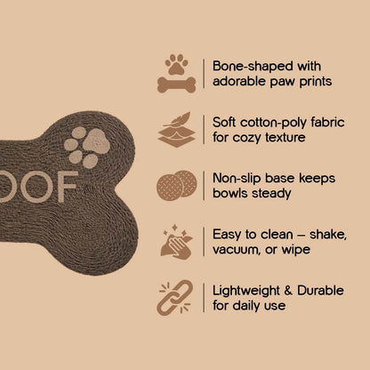Mealbone Mat | Bone-Shaped, Non-Slip Comfort | Clean Paws, Cozy Floors