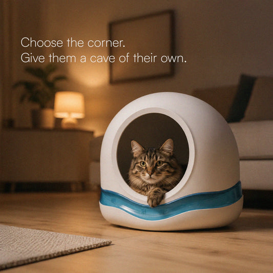 Meow Cave – Covered Cat Lounge with Built-in Scratch Board | Safe, Cozy & Enclosed