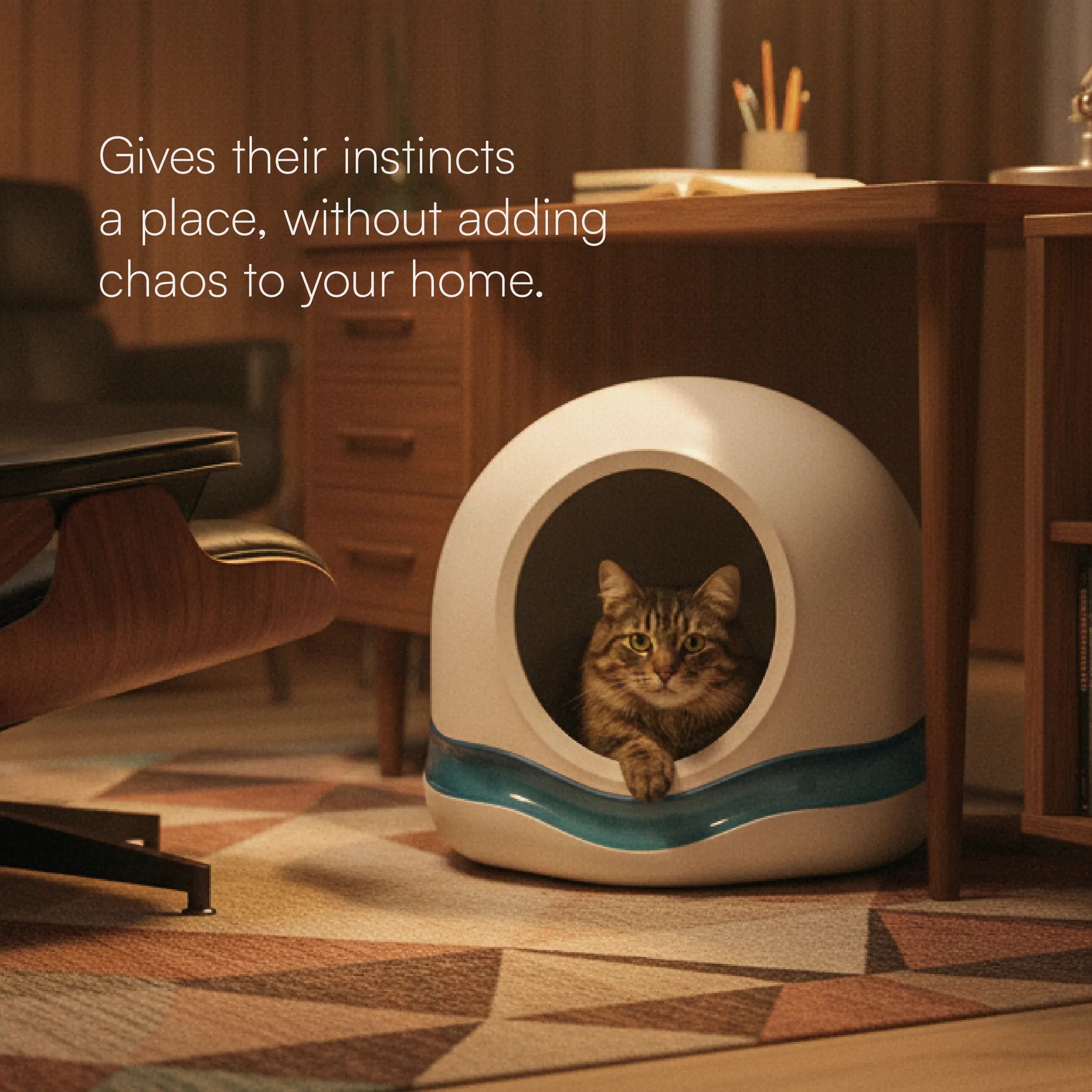 Meow Cave – Covered Cat Lounge with Built-in Scratch Board | Safe, Cozy & Enclosed