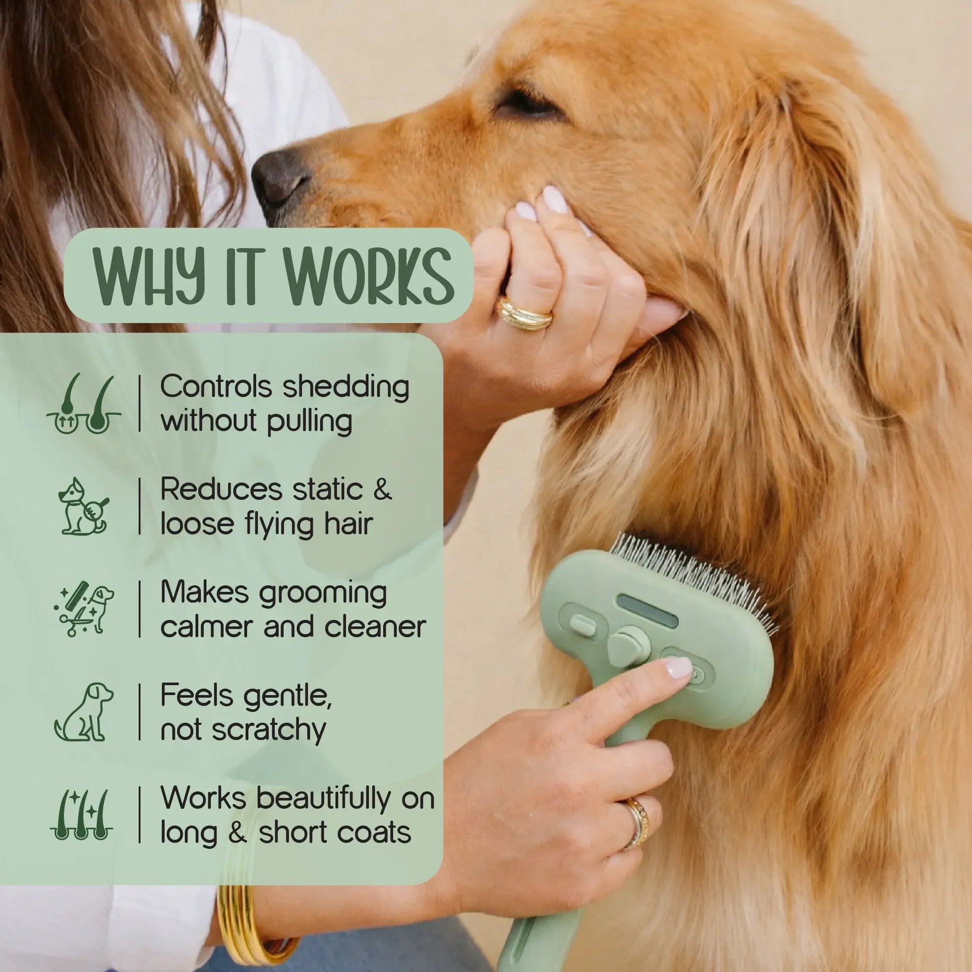 MistCalm Brush | Stress-Free Steam Grooming for Dogs & Cats - Tilting Heads