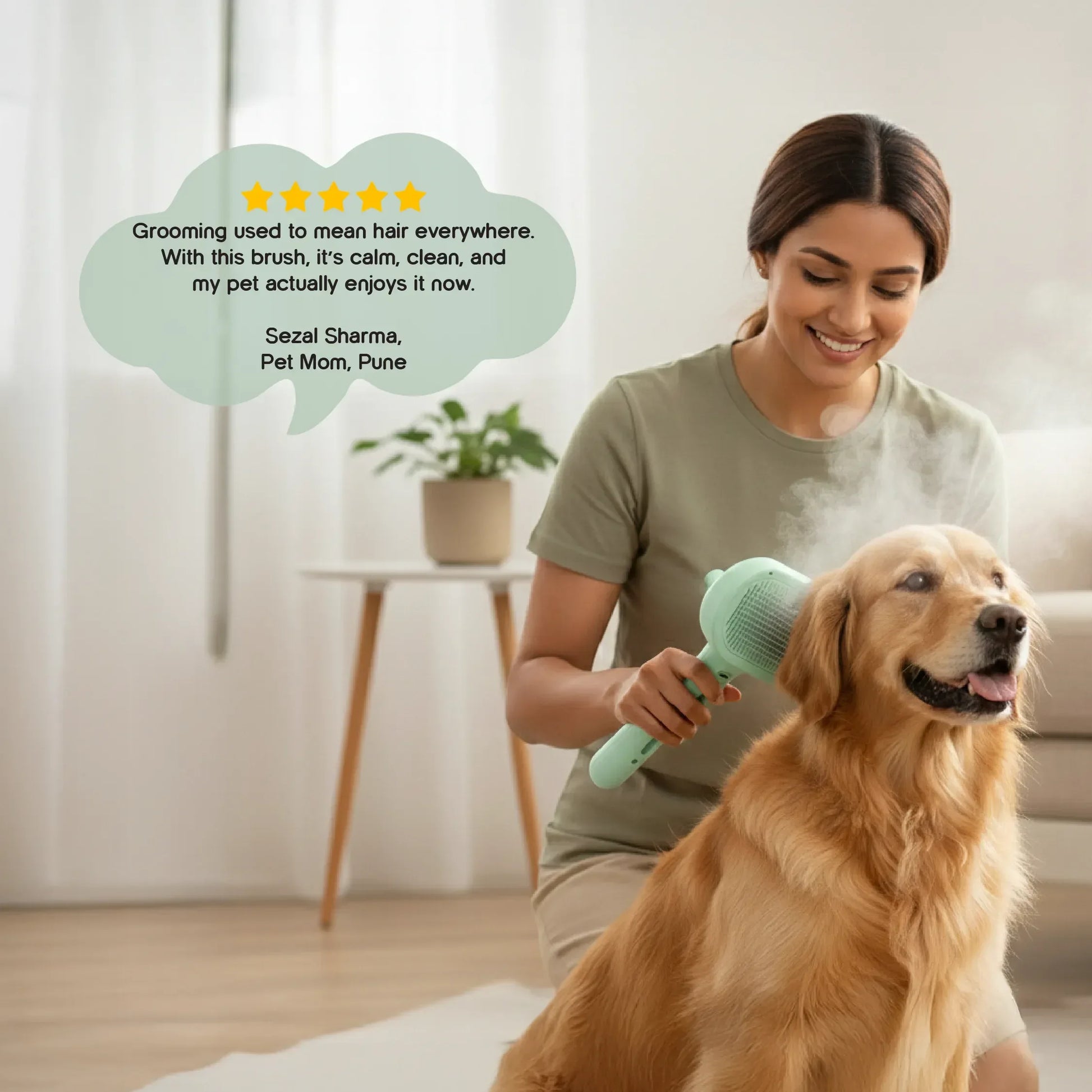 MistCalm Brush | Stress-Free Steam Grooming for Dogs & Cats - Tilting Heads