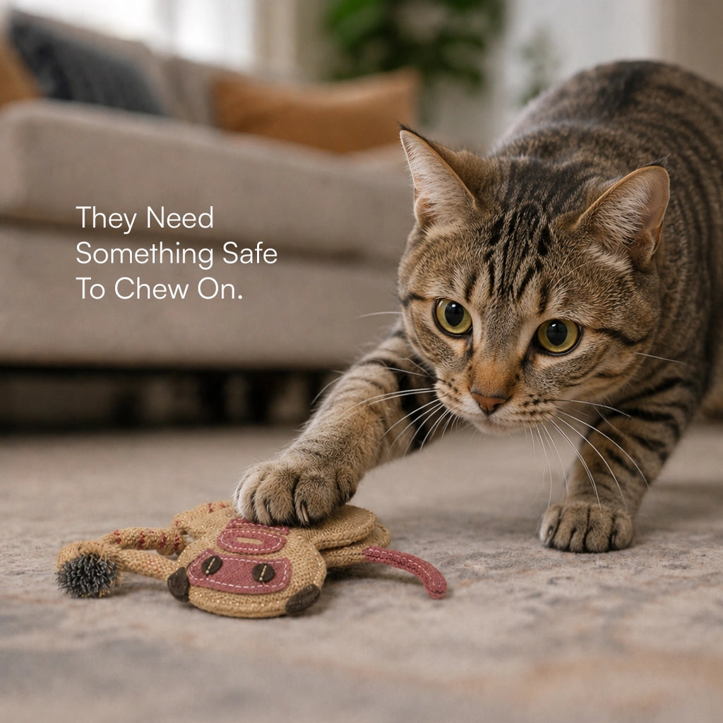 MonkeyChew Toy Organic Jute Chew & Tug Toy For Dogs & Cats
