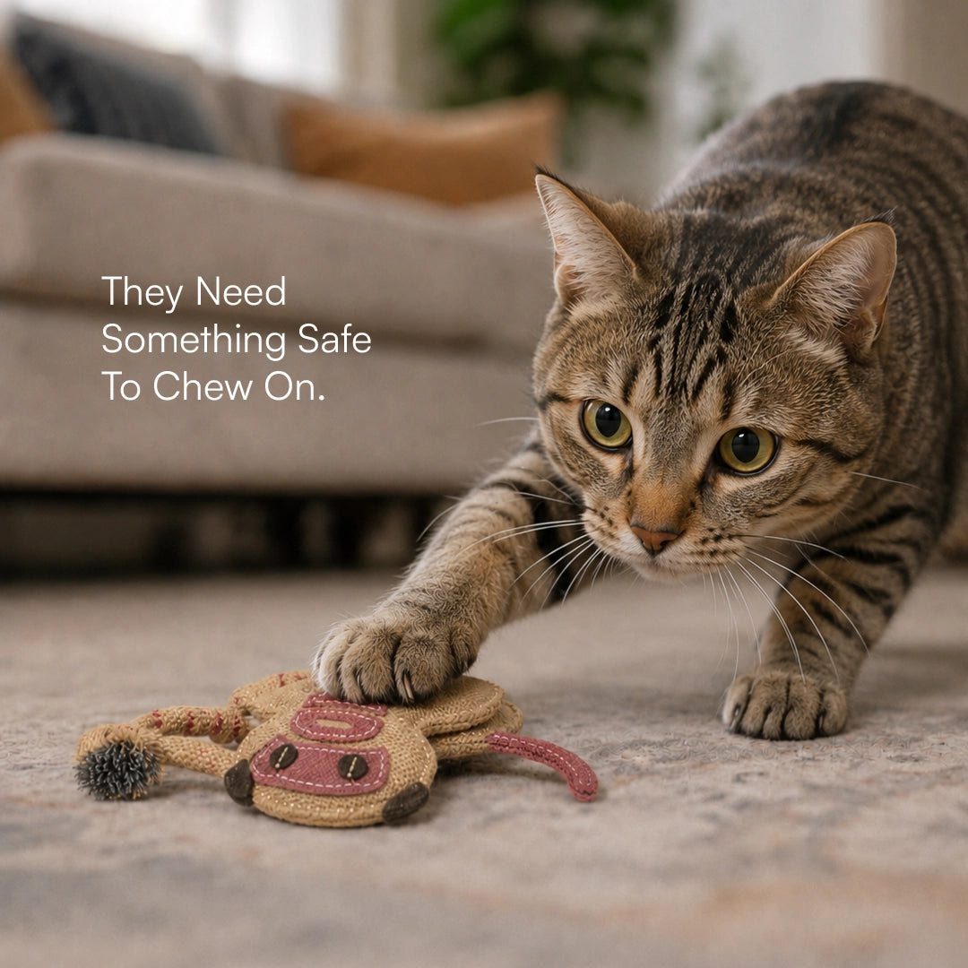 MonkeyChew Toy Organic Jute Chew & Tug Toy For Dogs & Cats