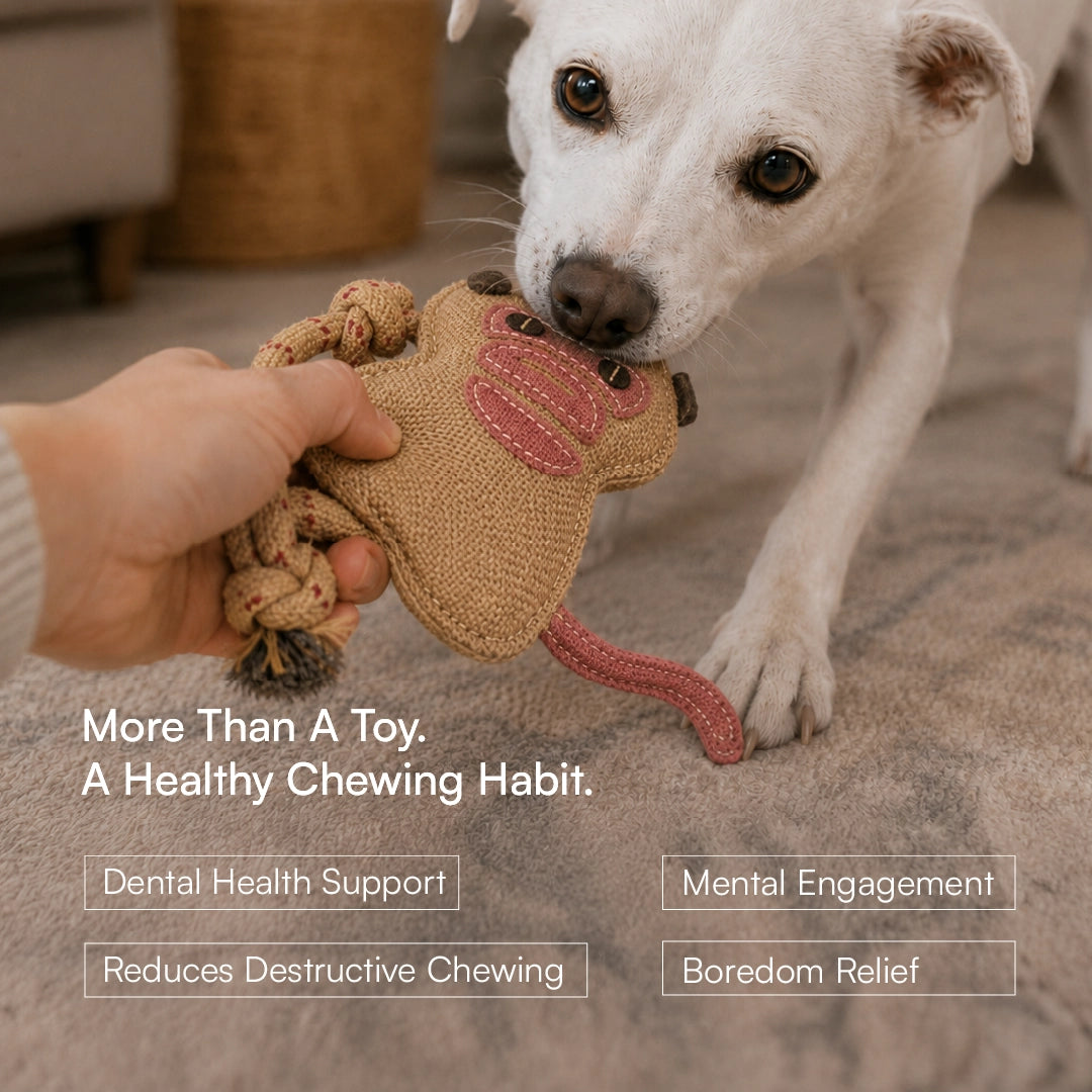 MonkeyChew Toy Organic Jute Chew & Tug Toy For Dogs & Cats