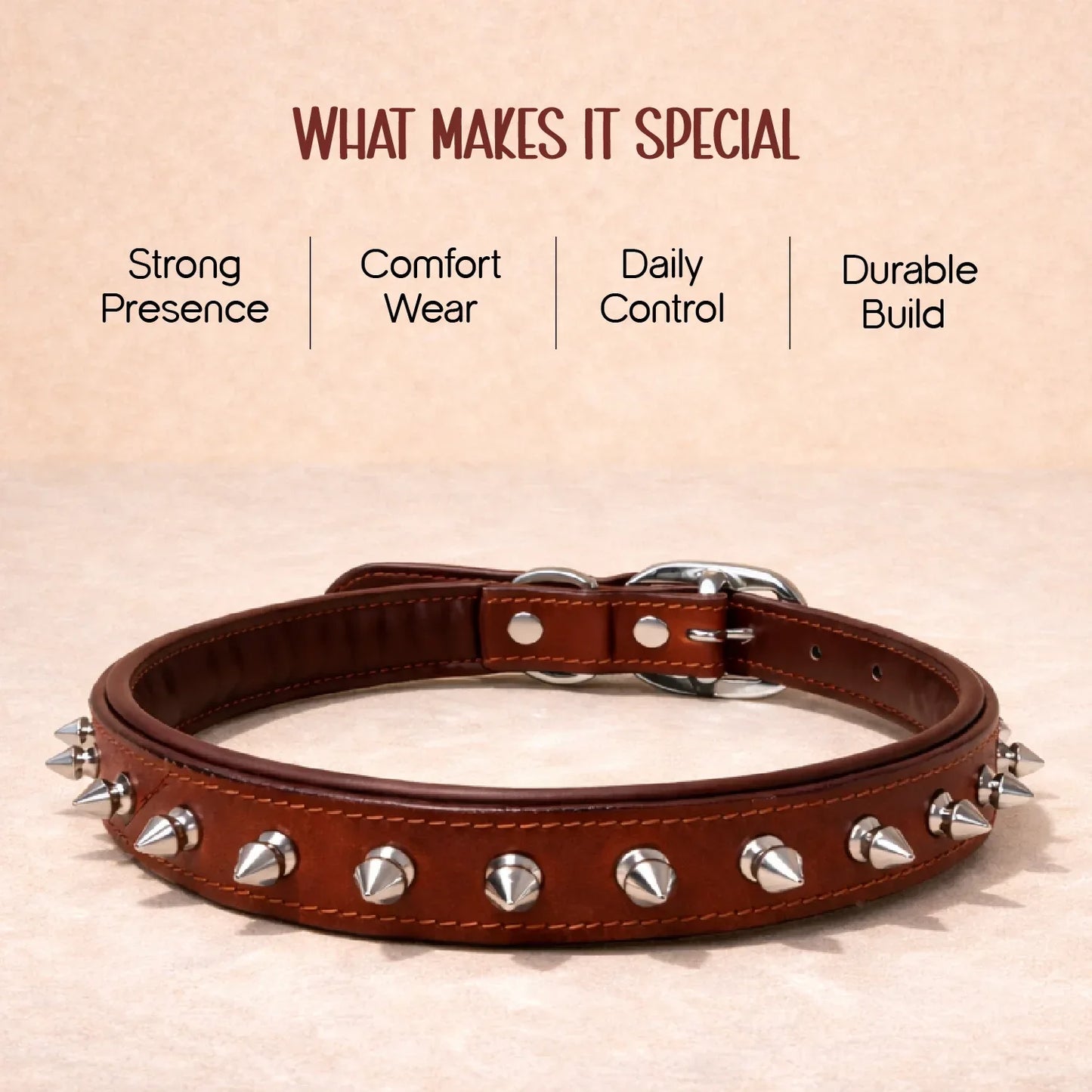 NobleSpike Collar - Soft Leather Comfort Collar for Dogs - Tilting Heads