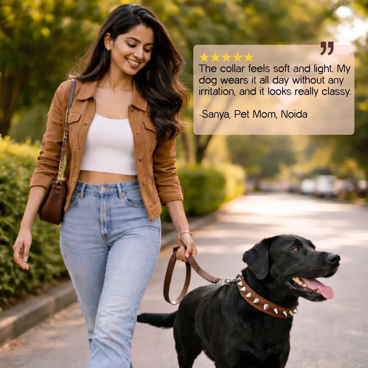 NobleSpike Collar - Soft Leather Comfort Collar for Dogs - Tilting Heads