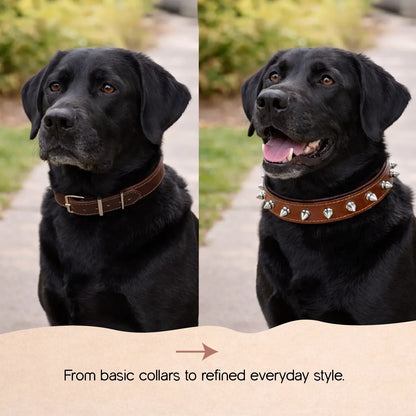 NobleSpike Collar - Soft Leather Comfort Collar for Dogs - Tilting Heads