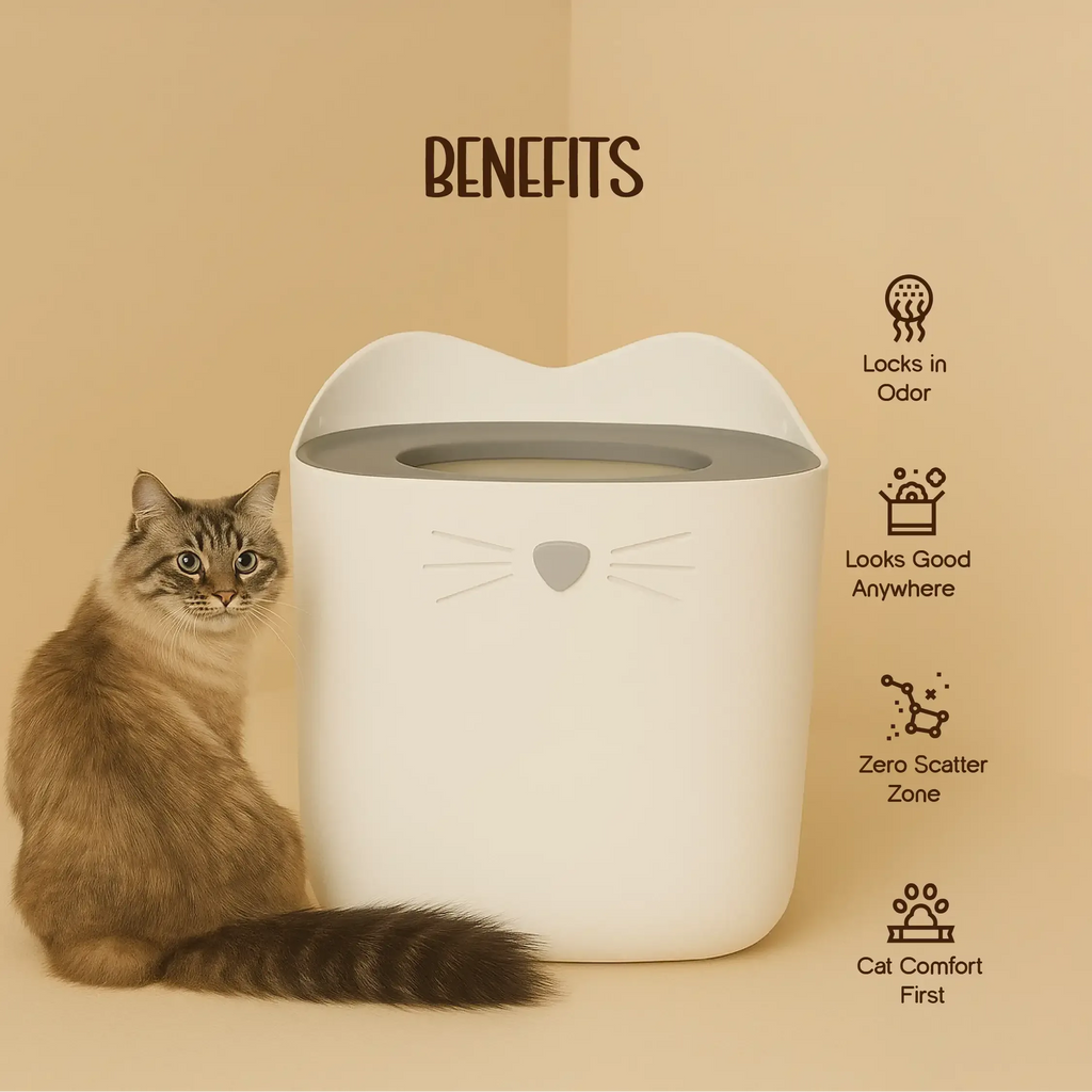 Nekopod litter station-Catit PIXI Top-Entry Litter Box Station – Odor-Locked, Mess-Free Design - Tilting Heads