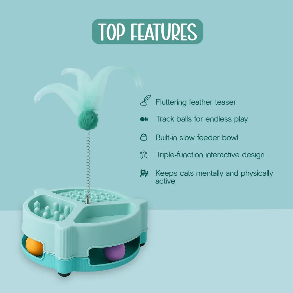 NibblePlay Feeder Cat Toy | Play, Engage & Feed in One Fun Product - Tilting Heads
