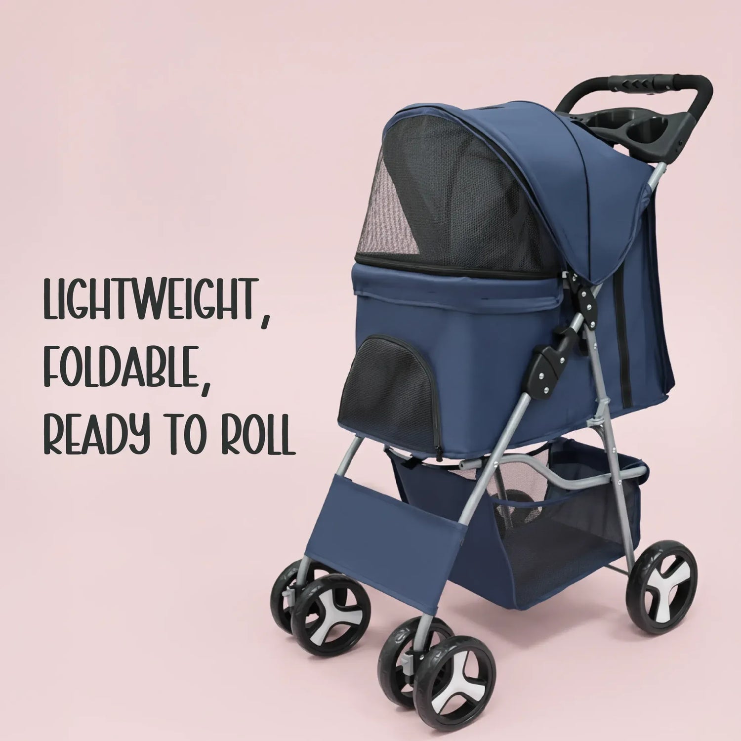 NimbusShield Stroller | Foldable, Lightweight Pet Stroller | Comfort & Safety on Every Walk - Tilting Heads