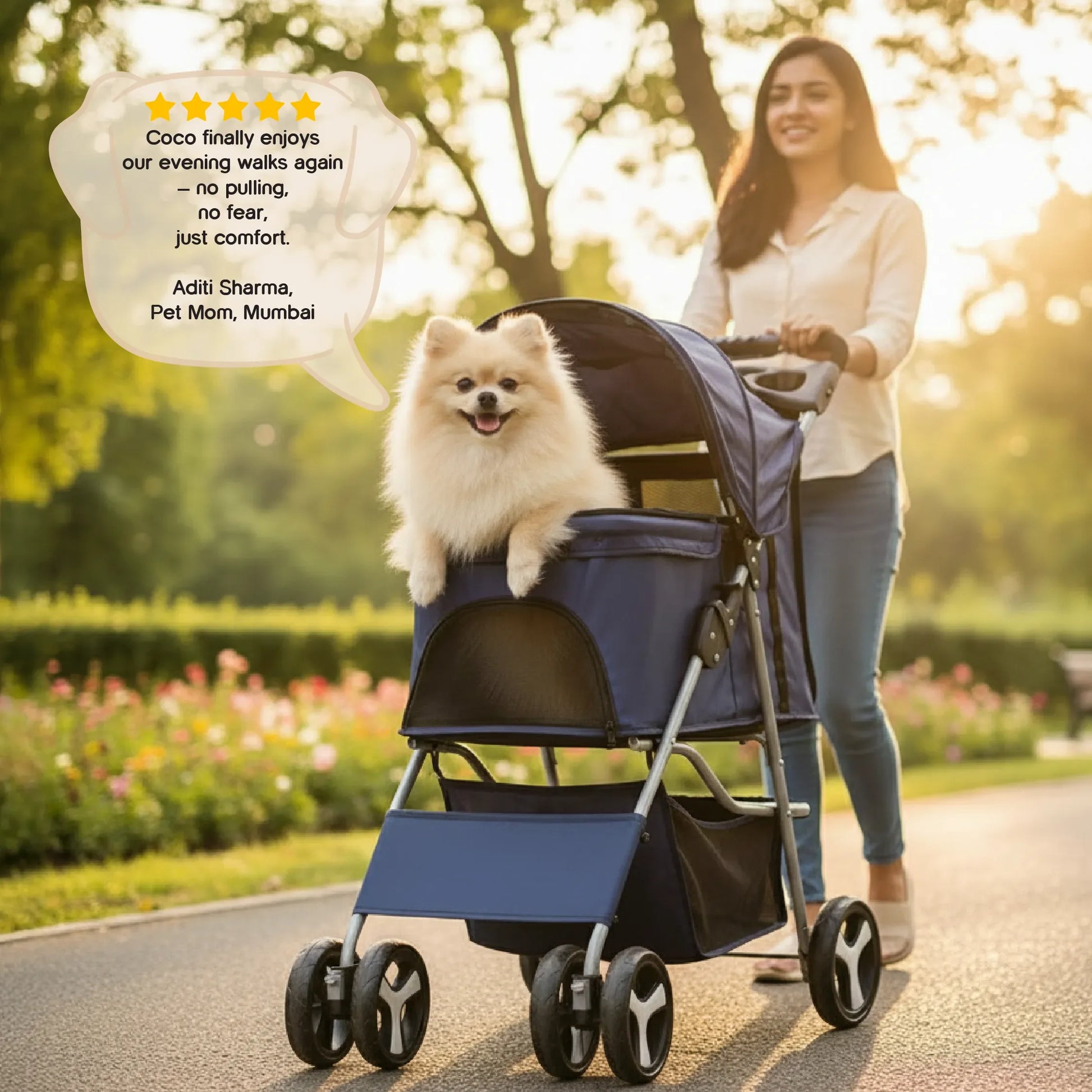 NimbusShield Stroller | Foldable, Lightweight Pet Stroller | Comfort & Safety on Every Walk - Tilting Heads
