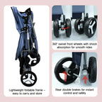 NimbusShield Stroller | Foldable, Lightweight Pet Stroller | Comfort & Safety on Every Walk - Tilting Heads