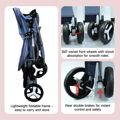NimbusShield Stroller | Foldable, Lightweight Pet Stroller | Comfort & Safety on Every Walk - Tilting Heads