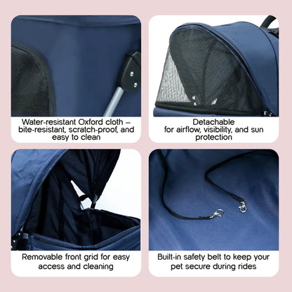 NimbusShield Stroller | Foldable, Lightweight Pet Stroller | Comfort & Safety on Every Walk - Tilting Heads