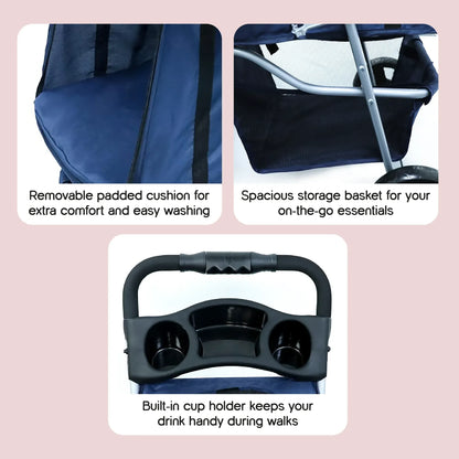 NimbusShield Stroller | Foldable, Lightweight Pet Stroller | Comfort & Safety on Every Walk - Tilting Heads