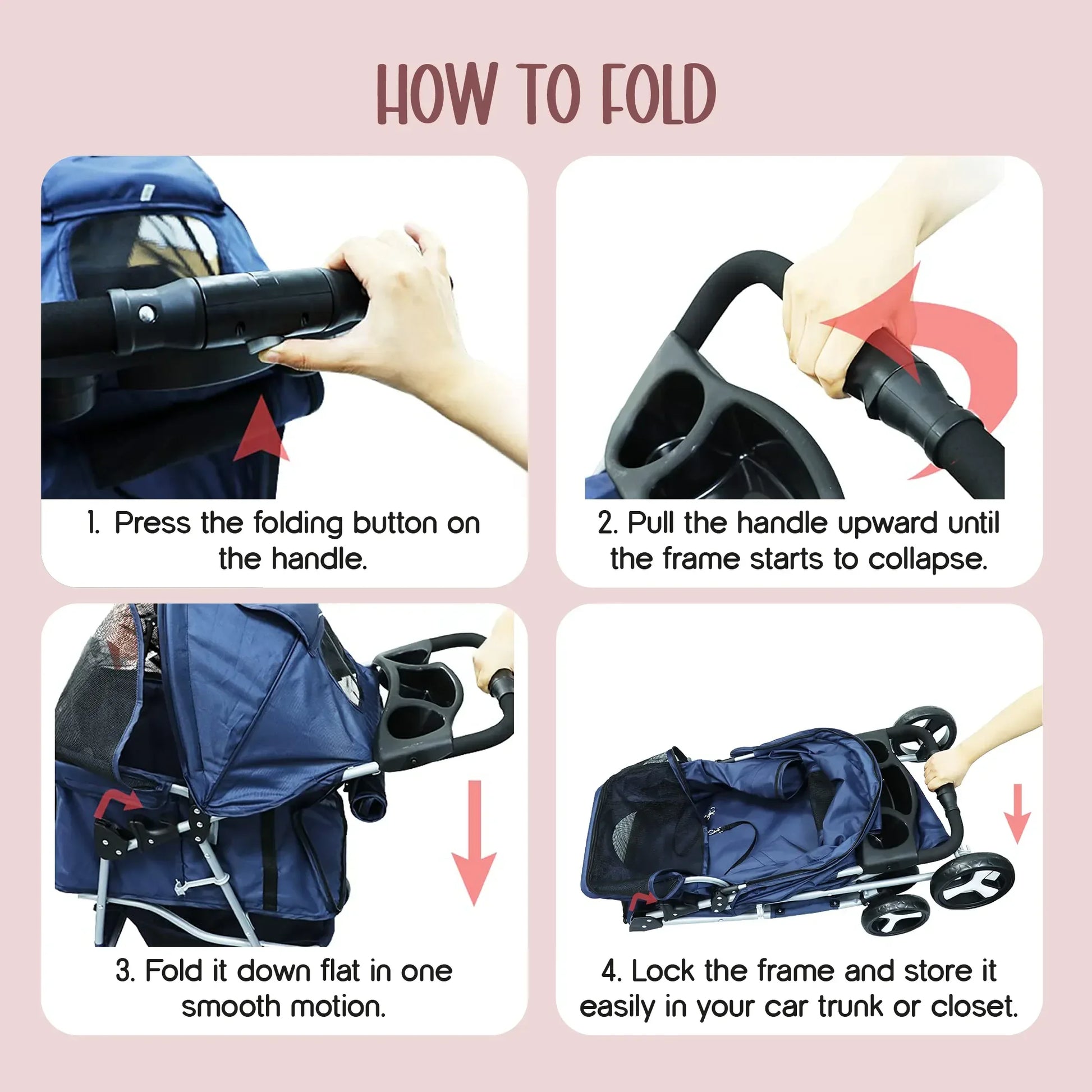 NimbusShield Stroller | Foldable, Lightweight Pet Stroller | Comfort & Safety on Every Walk - Tilting Heads