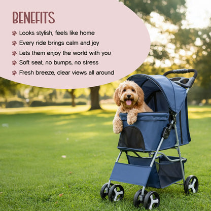 NimbusShield Stroller | Foldable, Lightweight Pet Stroller | Comfort & Safety on Every Walk - Tilting Heads
