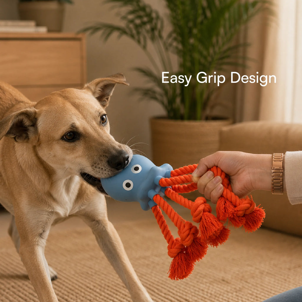 OctoSqueak Toy | Squeaky Rope Tug Toy for Dogs