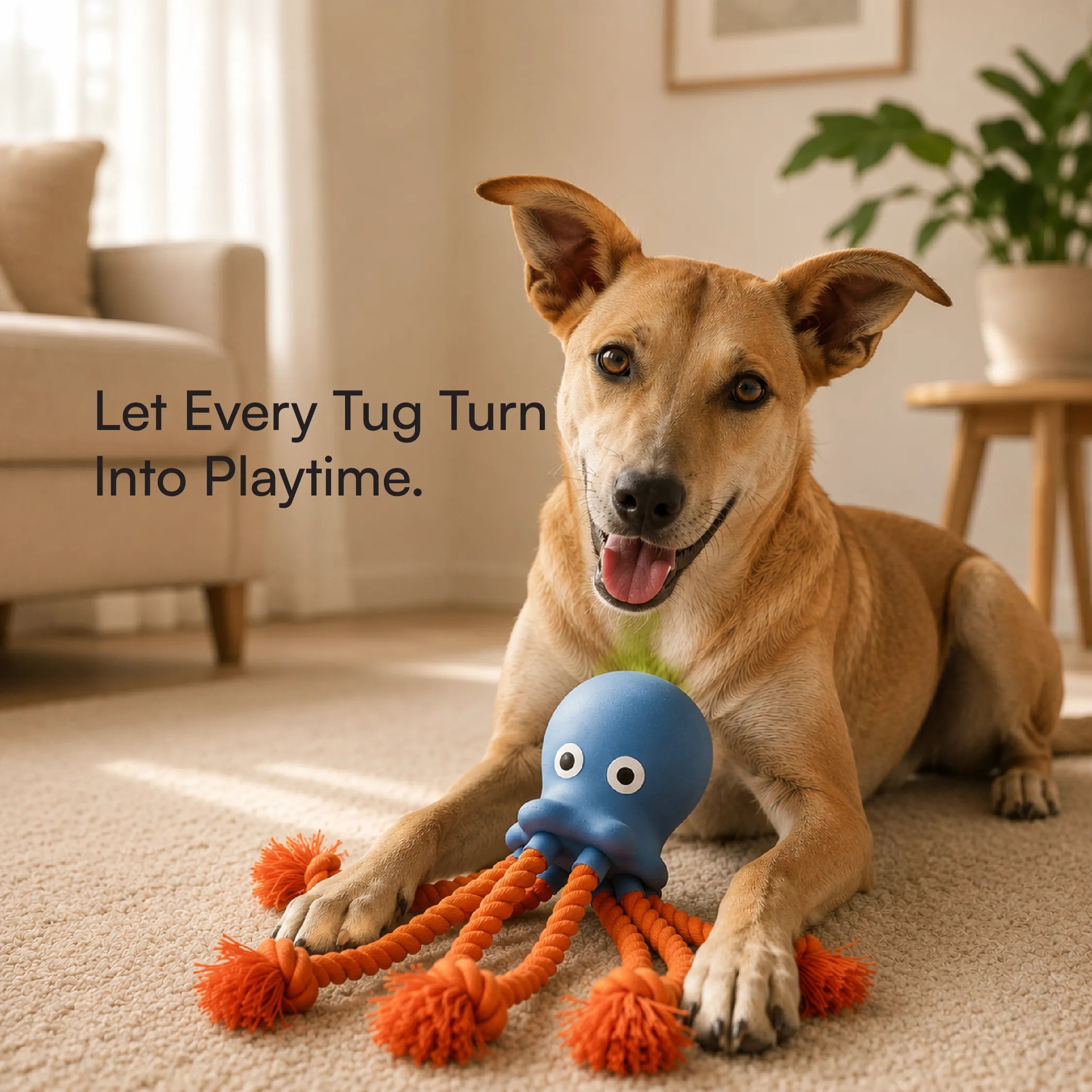 OctoSqueak Toy | Squeaky Rope Tug Toy for Dogs