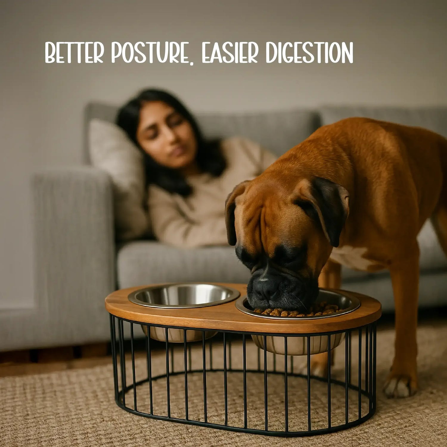 Orbit Dining Table | Ergonomic Design | Dual Bowls | Minimalist Wooden Diner - Tilting Heads