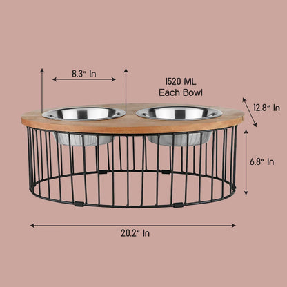 Orbit Dining Table | Ergonomic Design | Dual Bowls | Minimalist Wooden Diner