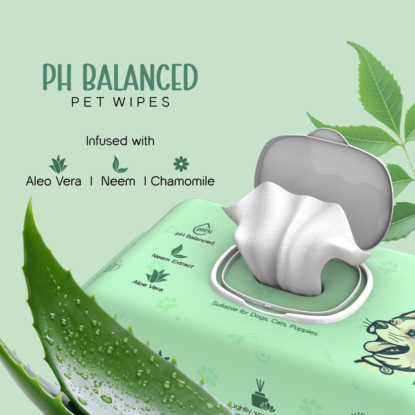 Gentle Pet Wipes | Hypoallergenic, Biodegradable & Soothing Care