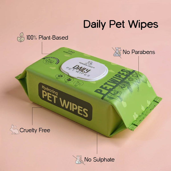 Daily Pet Wipes | 100 Pulls| Hypoallergenic, Eco-Friendly Cleaning Wipes for Dogs, Cats, Puppies & Kittens. - Tilting Heads