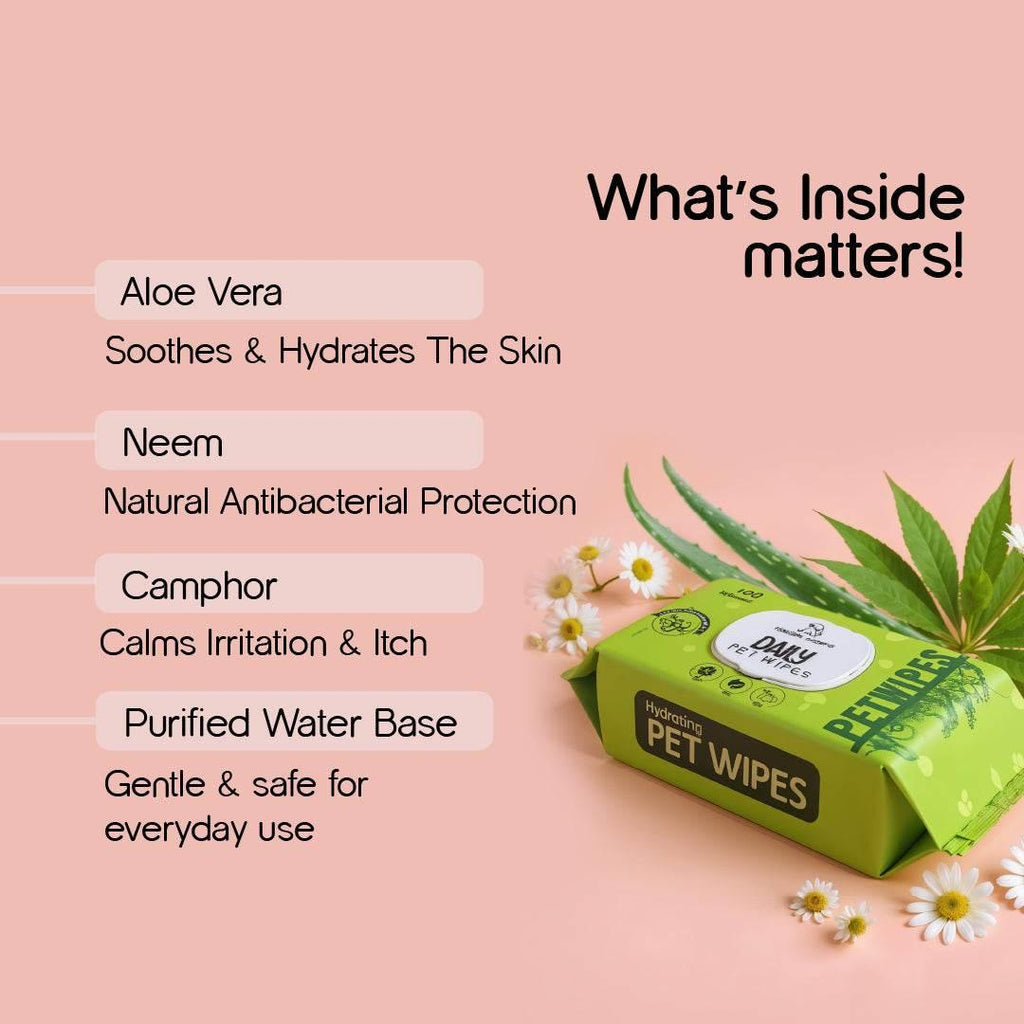 Daily Pet Wipes | 100 Pulls| Hypoallergenic, Eco-Friendly Cleaning Wipes for Dogs, Cats, Puppies & Kittens. - Tilting Heads