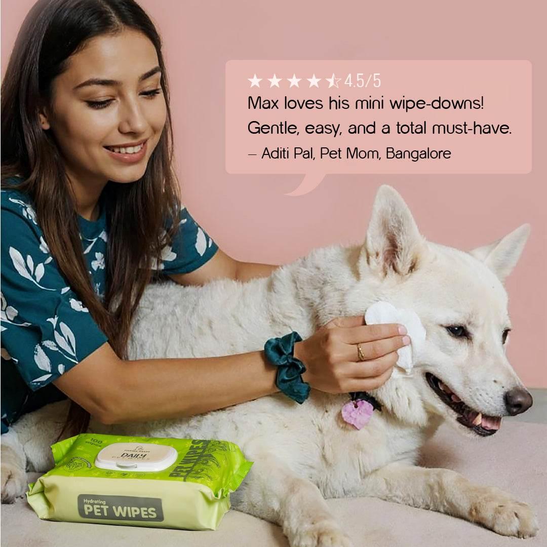 Daily Pet Wipes | 100 Pulls| Hypoallergenic, Eco-Friendly Cleaning Wipes for Dogs, Cats, Puppies & Kittens. - Tilting Heads