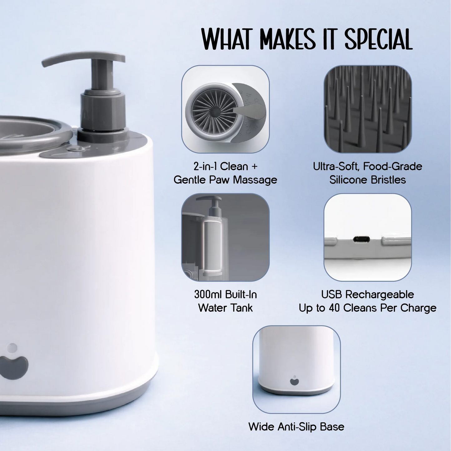 PawTech Cleaner– Electric Pet Paw Cleaning Device with 500ml Pet Paw Cleaning Solution