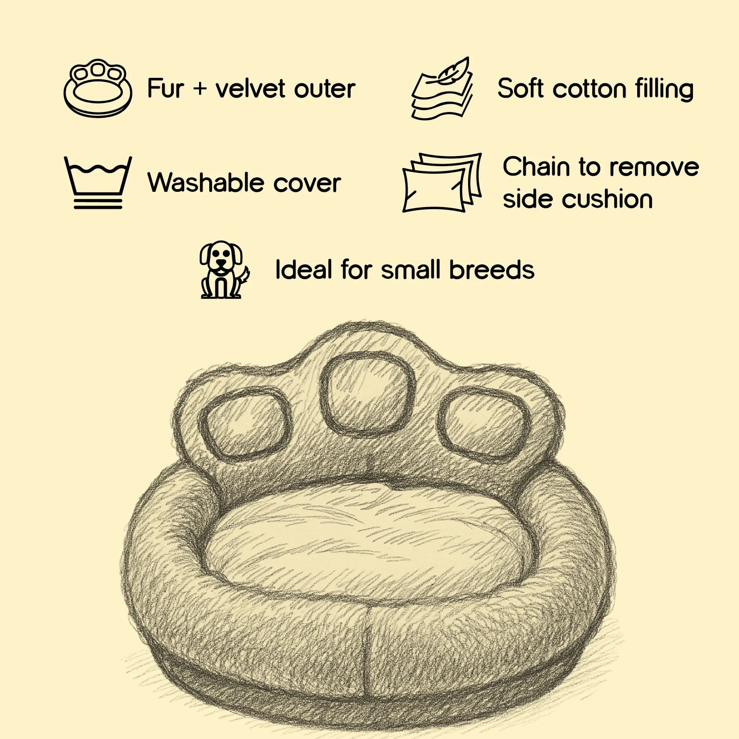 Pebble Pod | Plush Paw Bed | Washable Comfort for Cats & Small Dogs