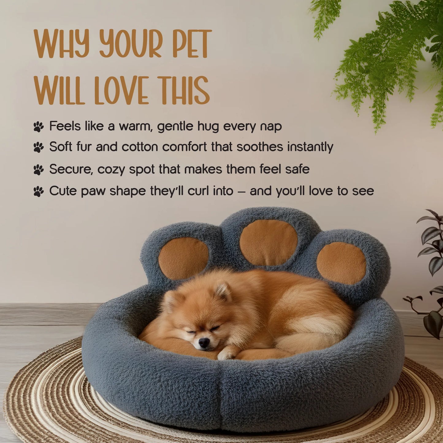 Pebble Pod | Plush Paw Bed | Washable Comfort for Cats & Small Dogs
