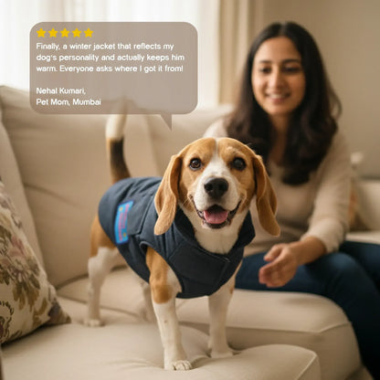 Persona Jacket | Winter Comfort Tailored to Your Pet’s Unique Personality | Denim Look | Soft Puffer Lining - Tilting Heads