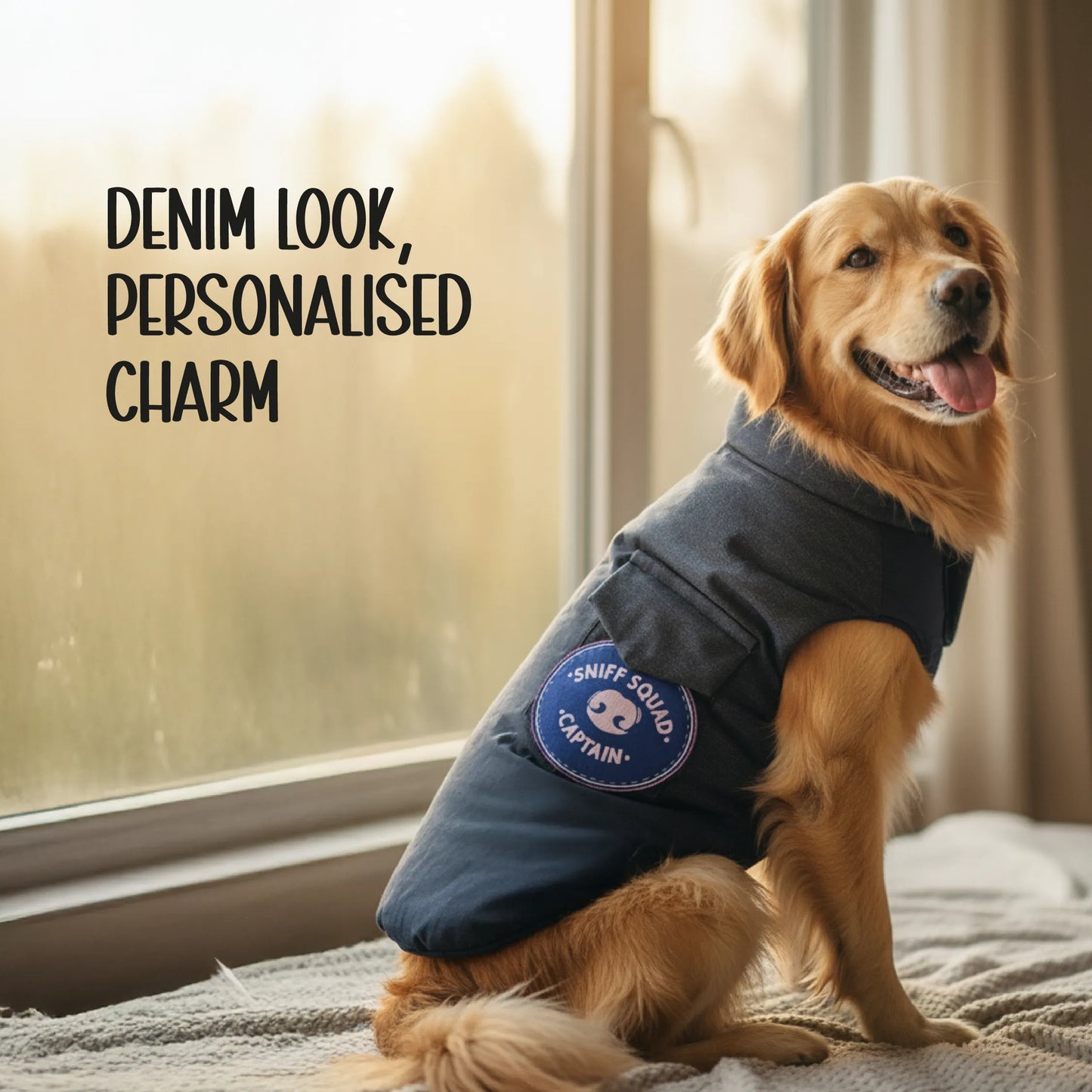 Persona Jacket | Winter Comfort Tailored to Your Pet’s Unique Personality | Denim Look | Soft Puffer Lining