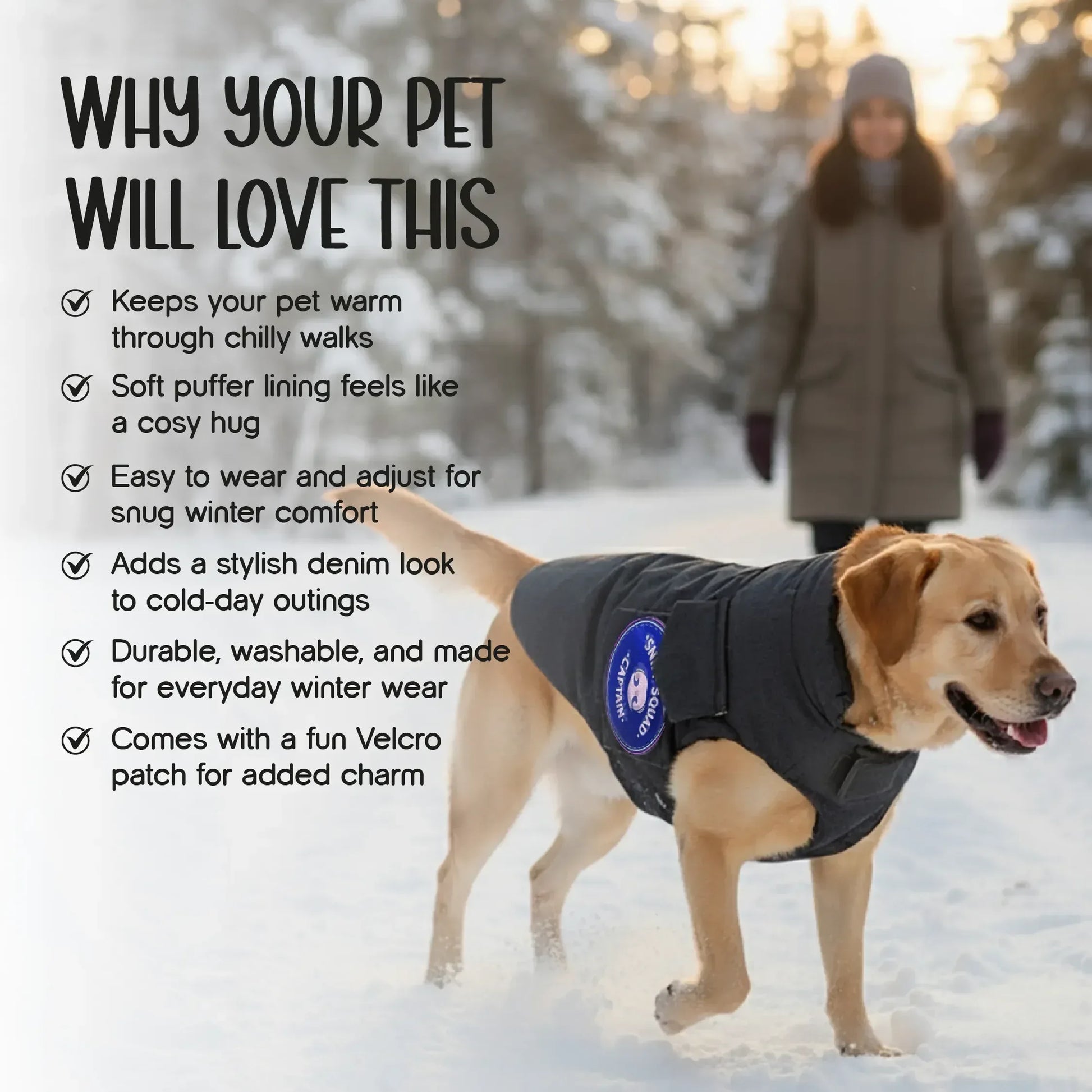 Persona Jacket | Winter Comfort Tailored to Your Pet’s Unique Personality | Denim Look | Soft Puffer Lining - Tilting Heads