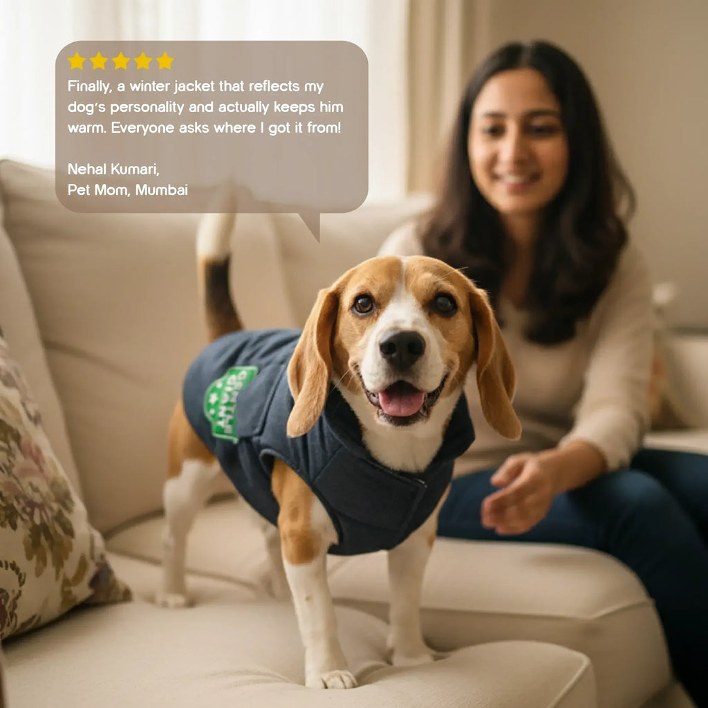 Persona Jacket | Winter Comfort Tailored to Your Pet’s Unique Personality | Denim Look | Soft Puffer Lining - Tilting Heads