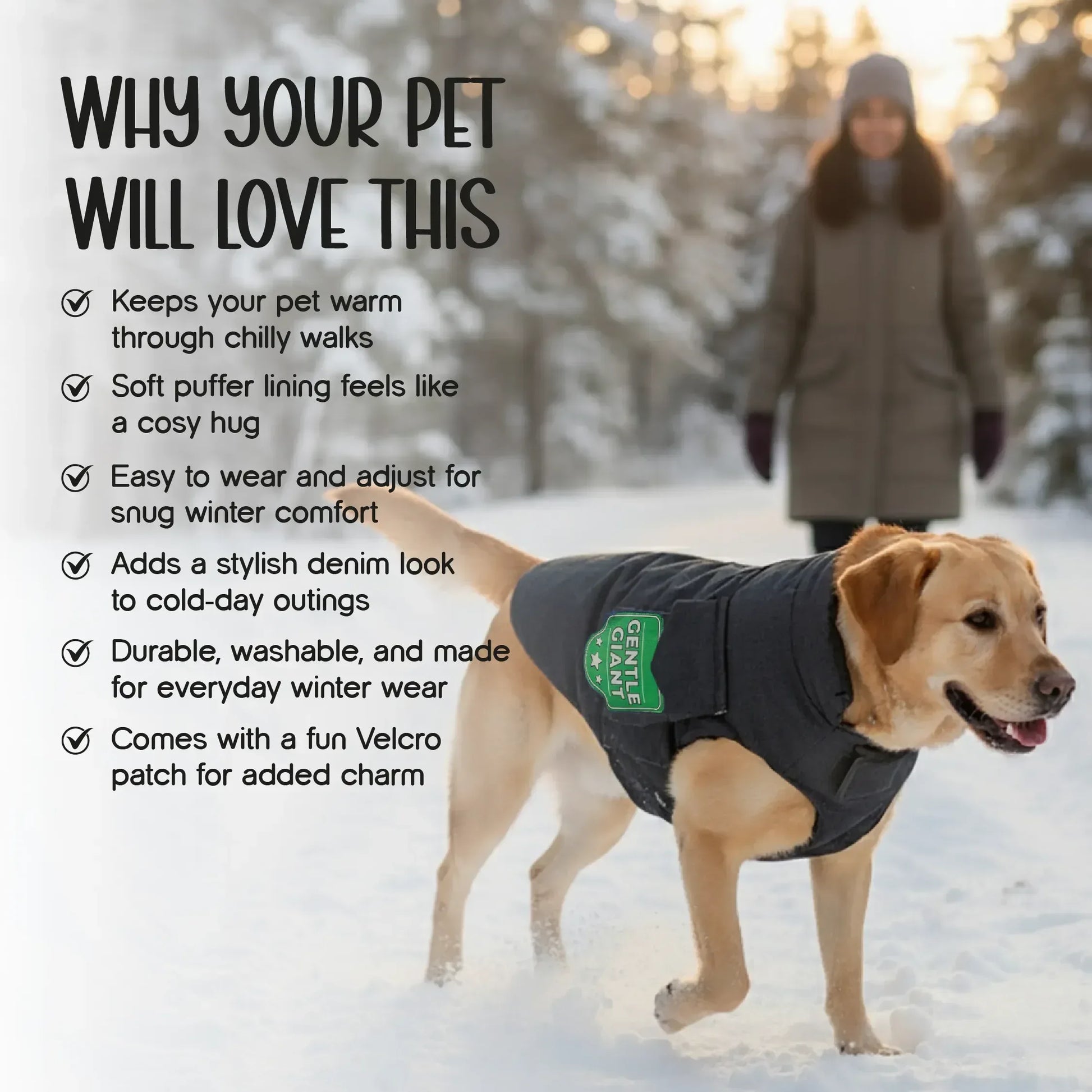 Persona Jacket | Winter Comfort Tailored to Your Pet’s Unique Personality | Denim Look | Soft Puffer Lining - Tilting Heads
