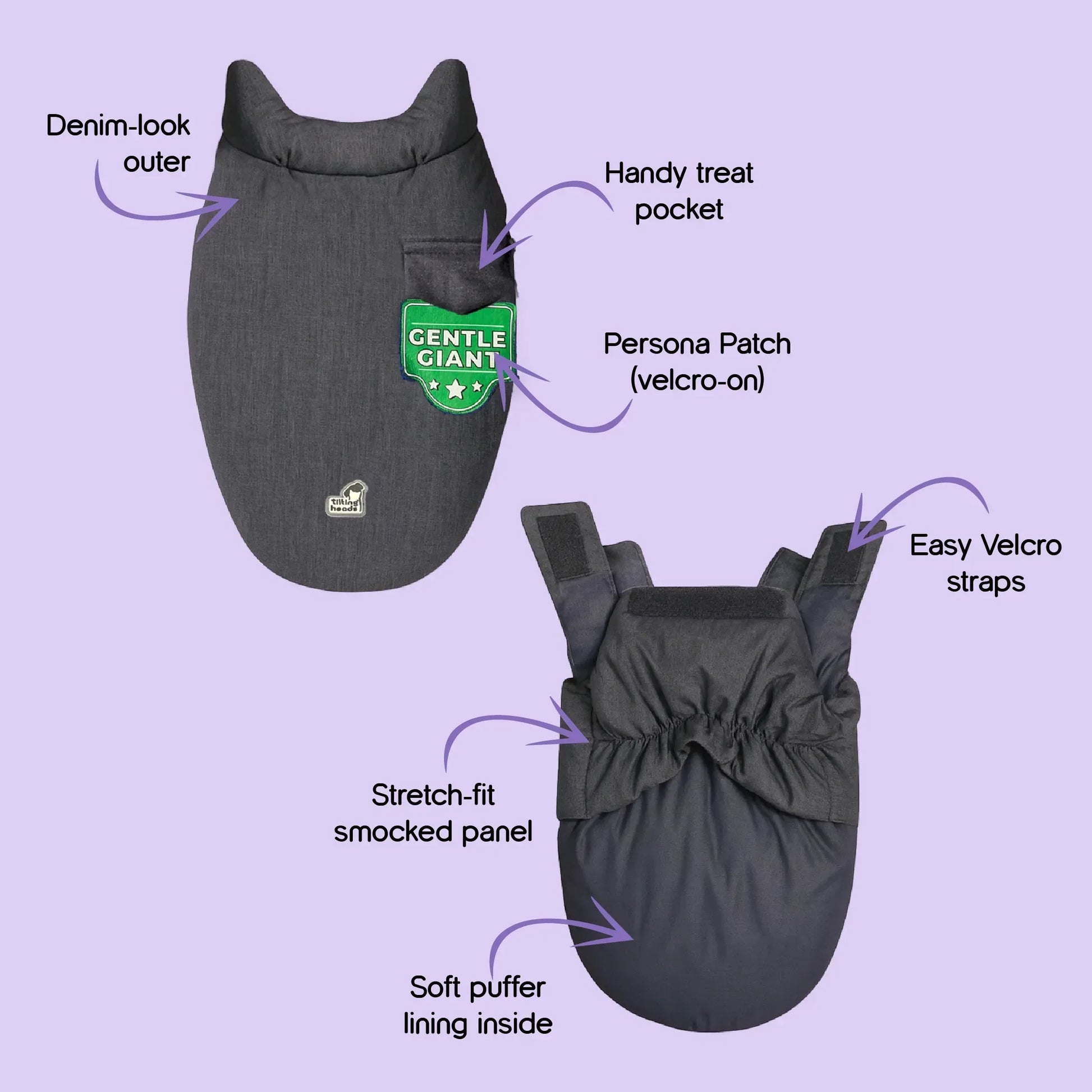 Persona Jacket | Winter Comfort Tailored to Your Pet’s Unique Personality | Denim Look | Soft Puffer Lining - Tilting Heads