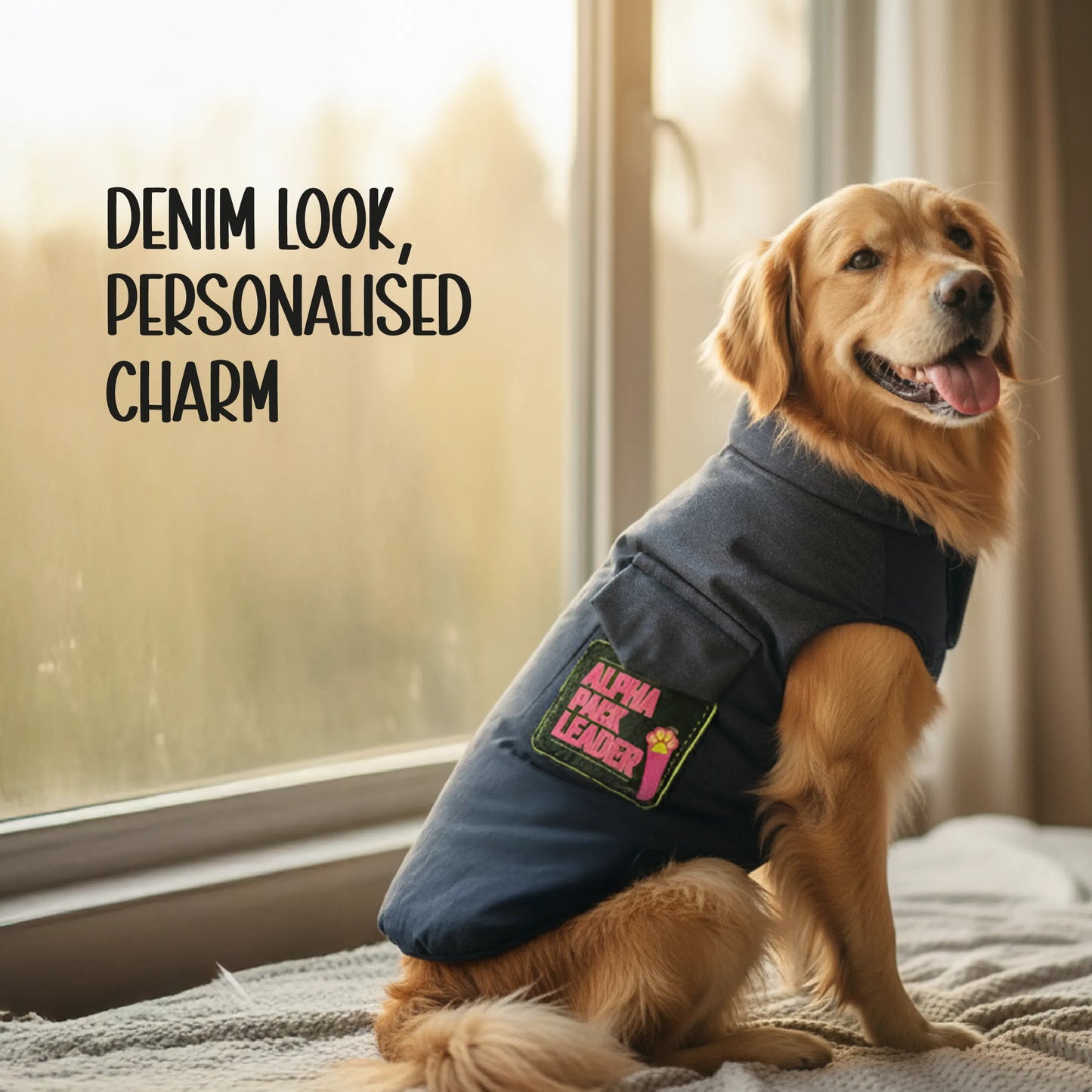 Persona Jacket | Winter Comfort Tailored to Your Pet’s Unique Personality | Denim Look | Soft Puffer Lining