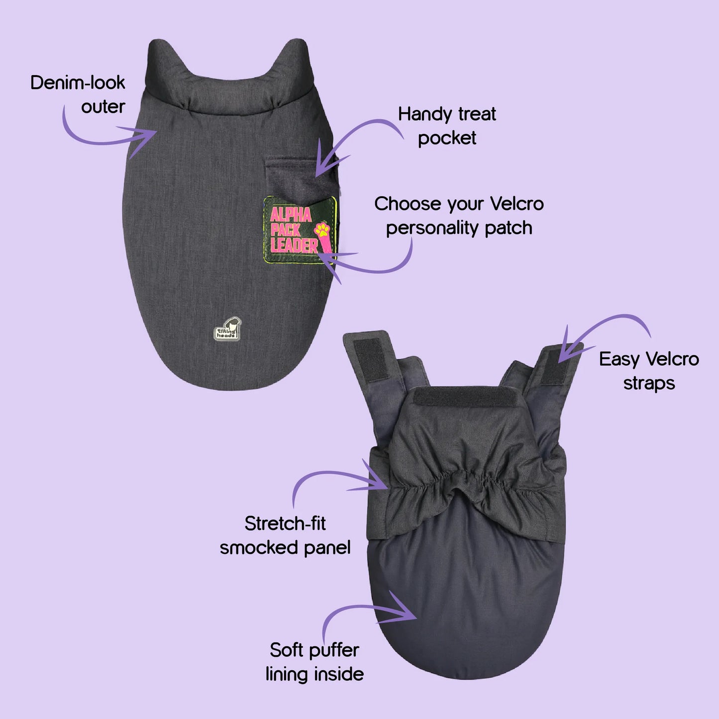 Persona Jacket | Winter Comfort Tailored to Your Pet’s Unique Personality | Denim Look | Soft Puffer Lining