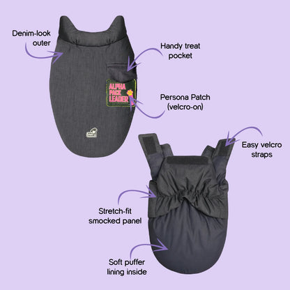 Persona Jacket | Winter Comfort Tailored to Your Pet’s Unique Personality | Denim Look | Soft Puffer Lining - Tilting Heads