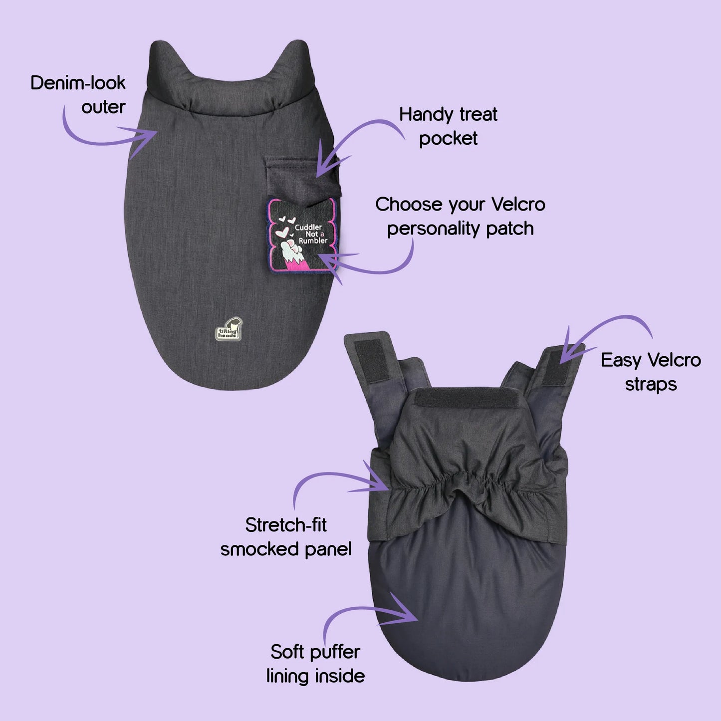 Persona Jacket | Winter Comfort Tailored to Your Pet’s Unique Personality | Denim Look | Soft Puffer Lining