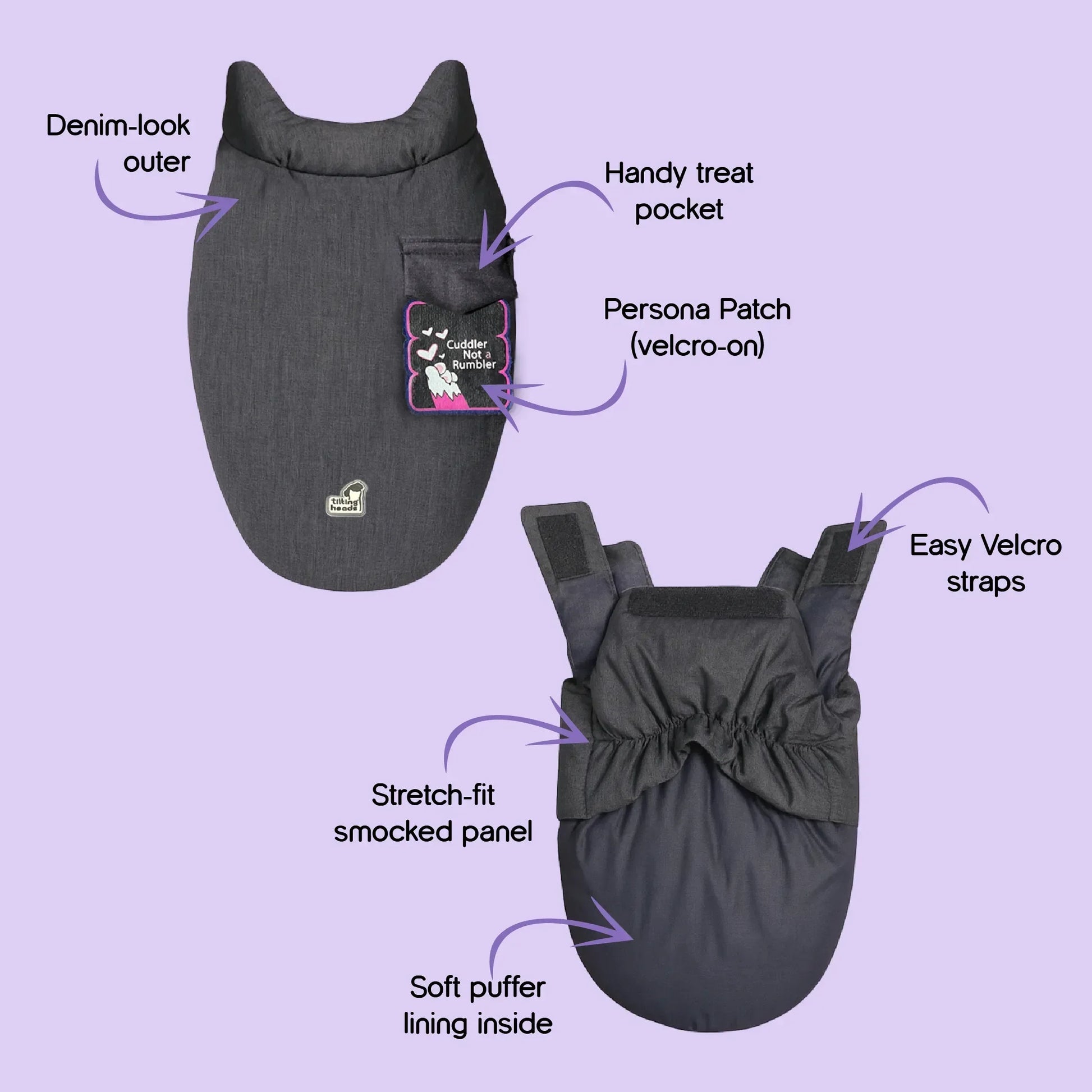 Persona Jacket | Winter Comfort Tailored to Your Pet’s Unique Personality | Denim Look | Soft Puffer Lining - Tilting Heads