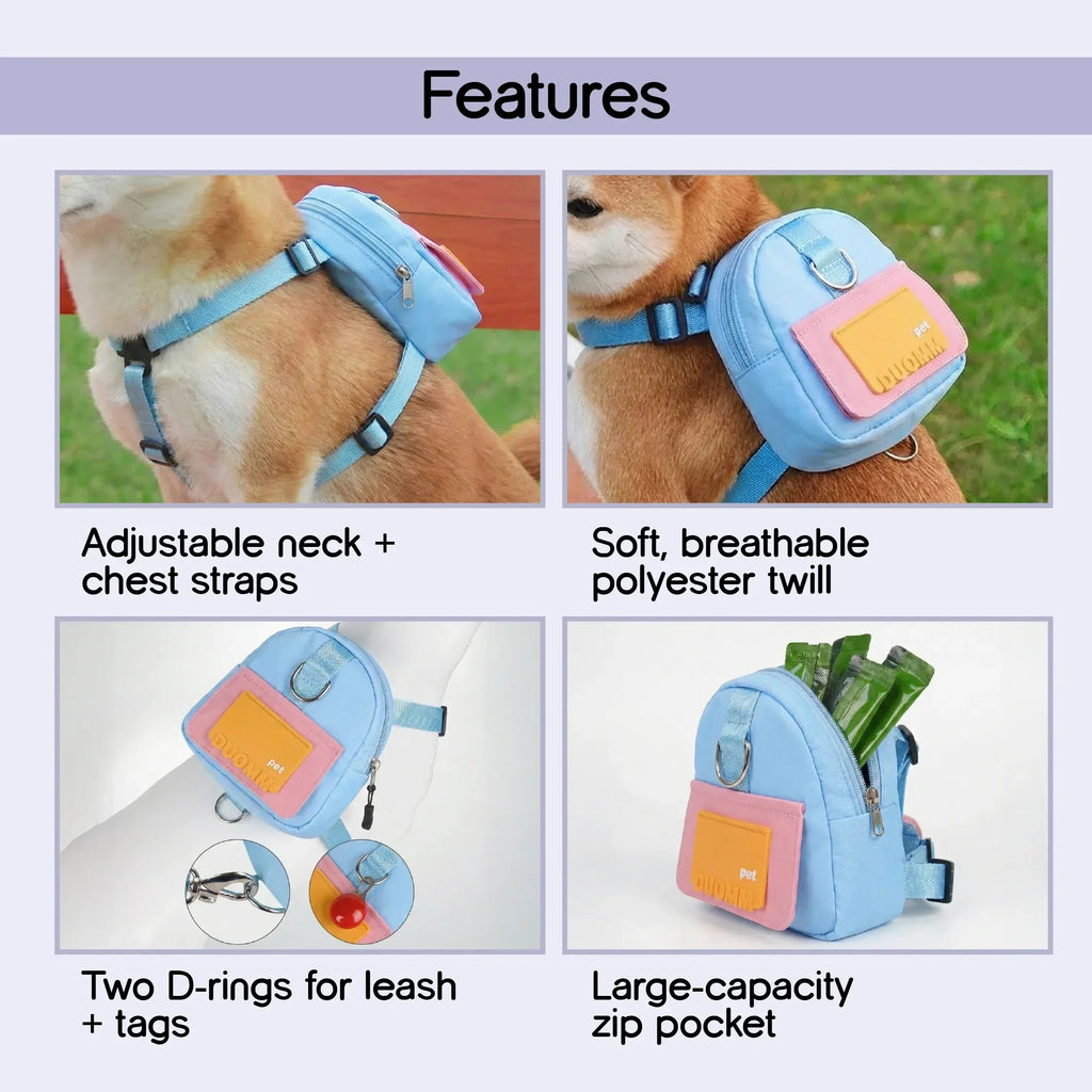 PetCore Satchel | With Matching Leash | Their Own Backpack | Easy Walk Control - Tilting Heads
