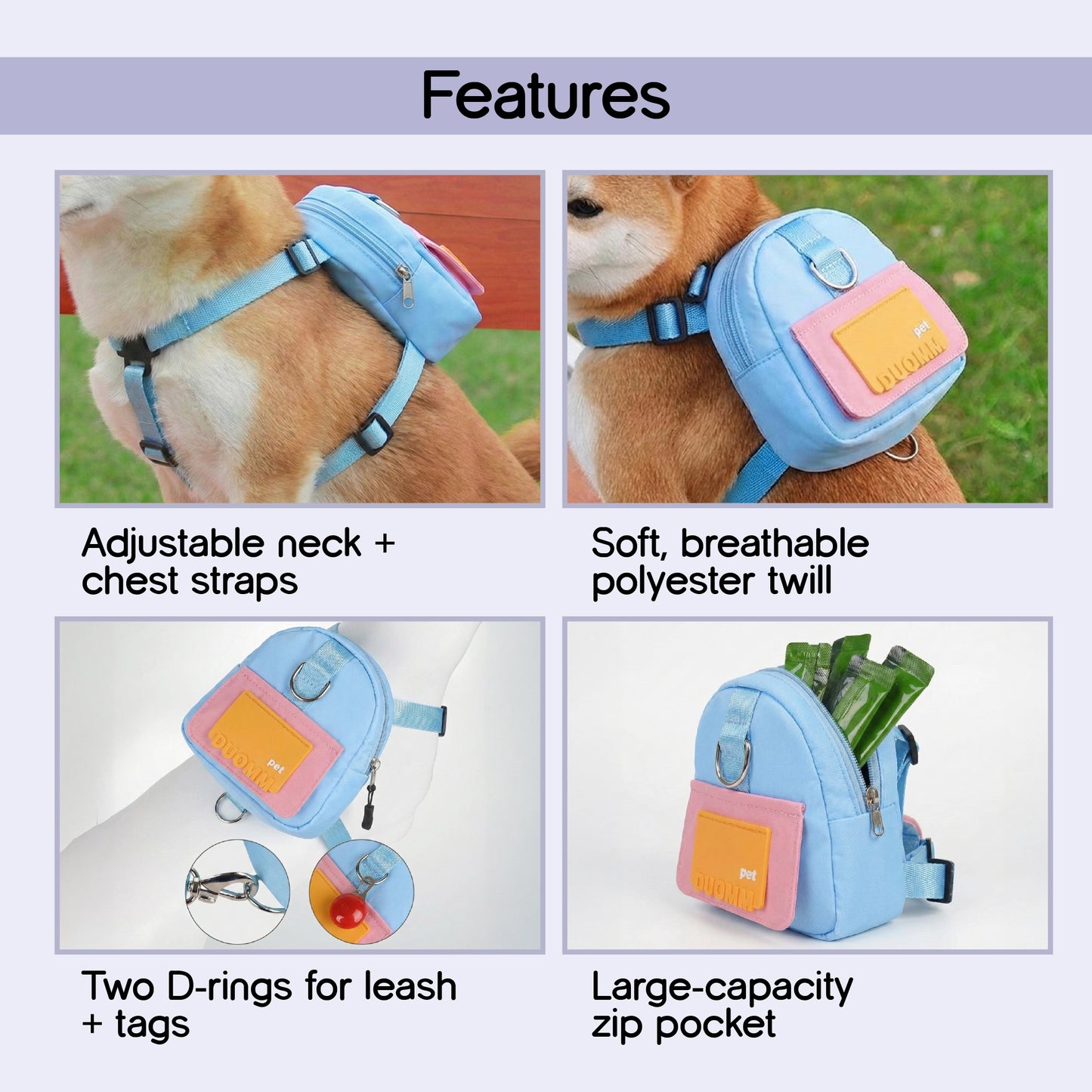 PetCore Satchel | With Matching Leash | Their Own Backpack | Easy Walk Control