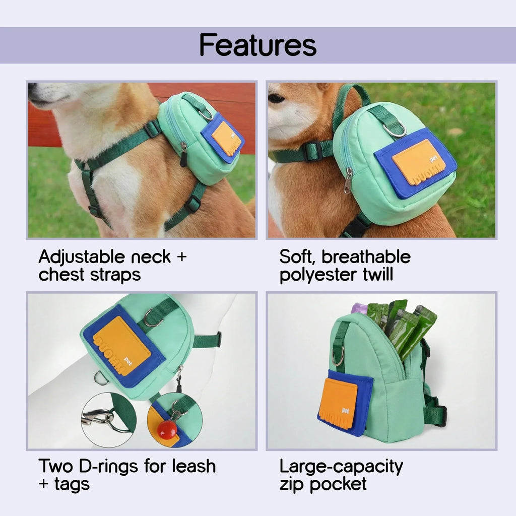 PetCore Satchel | With Matching Leash | Their Own Backpack | Easy Walk Control - Tilting Heads