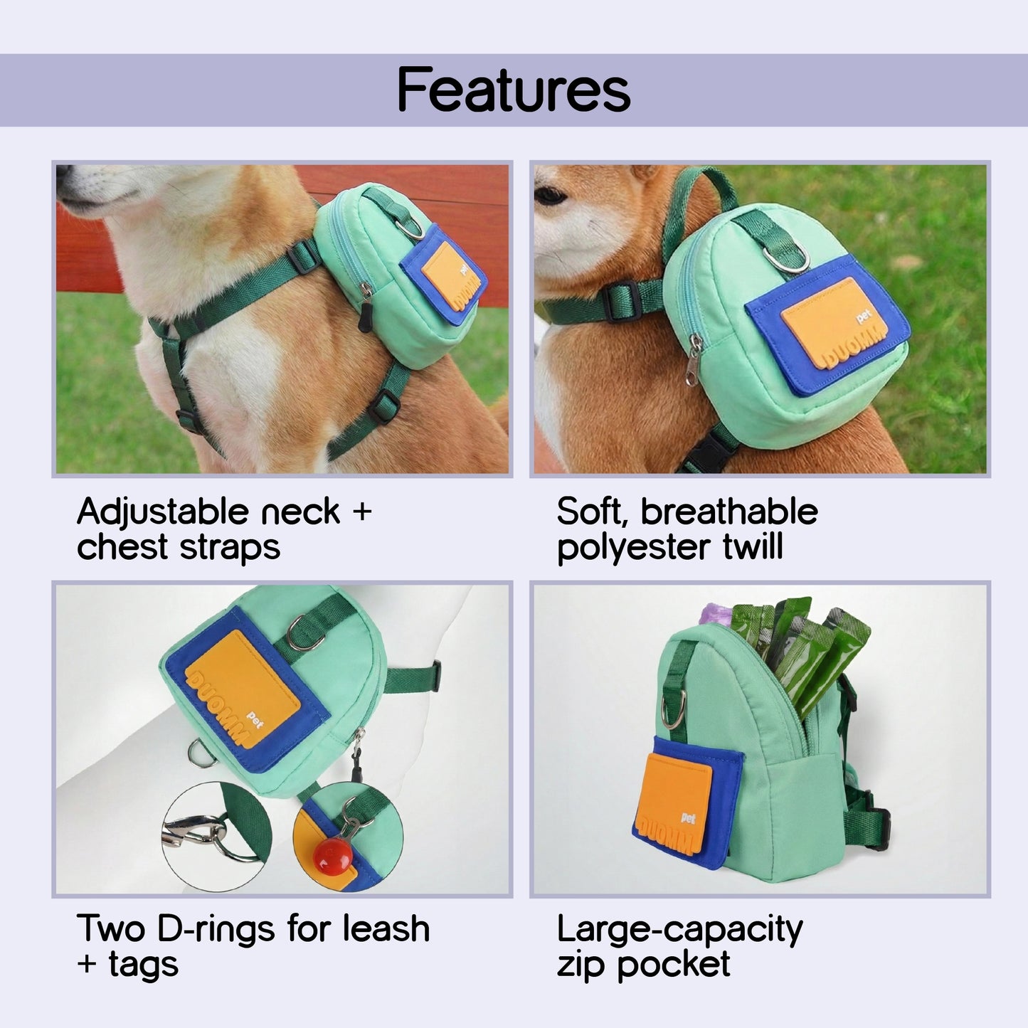PetCore Satchel | With Matching Leash | Their Own Backpack | Easy Walk Control